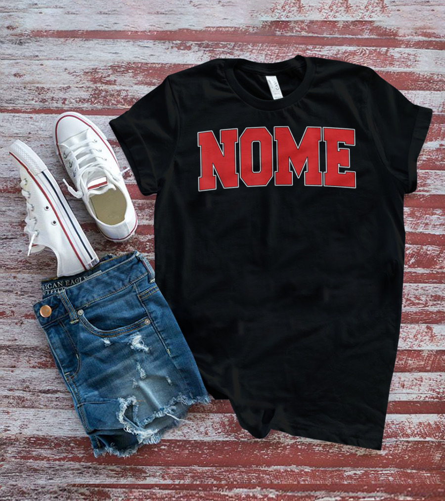 Nome Alaska Varsity Style USA Bold Red Letters T-Shirt