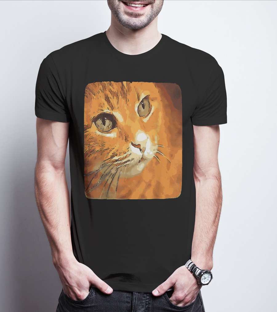 Orange Tabby Cat Face T-Shirt