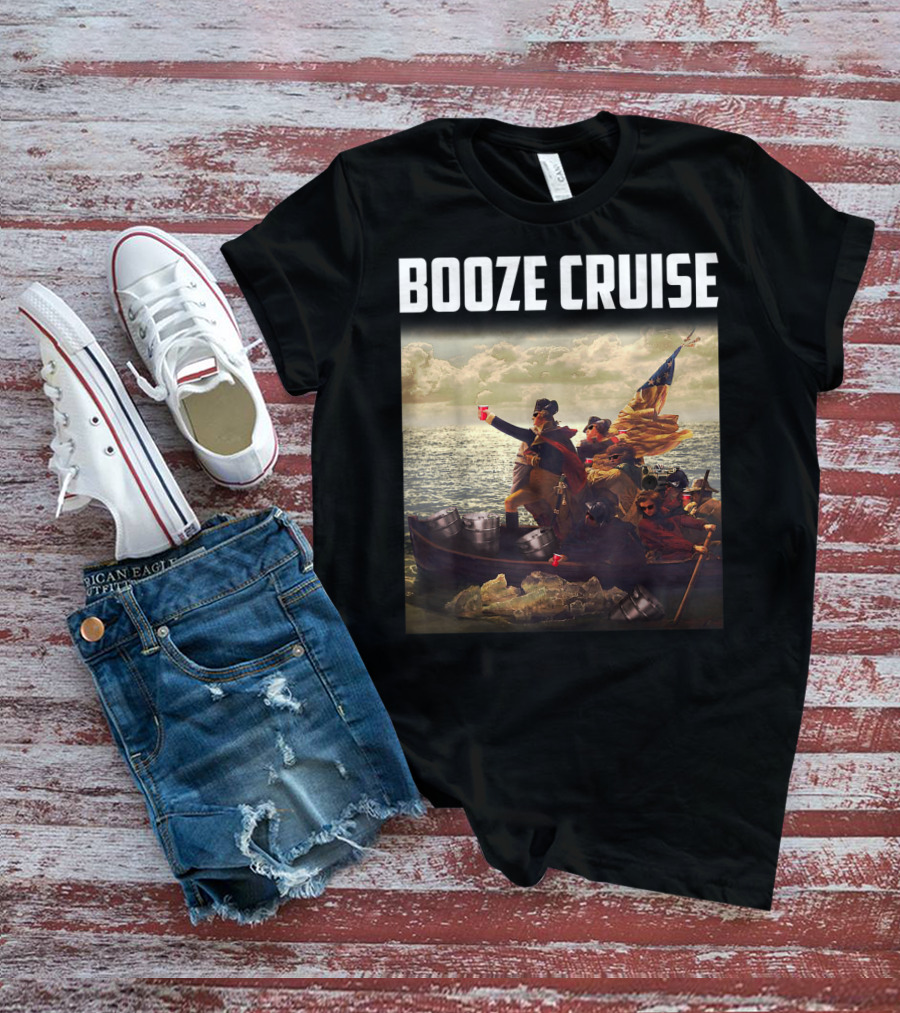 Booze Cruise Red Cups And Revolutionary Boat Party With Shades T-Shirt