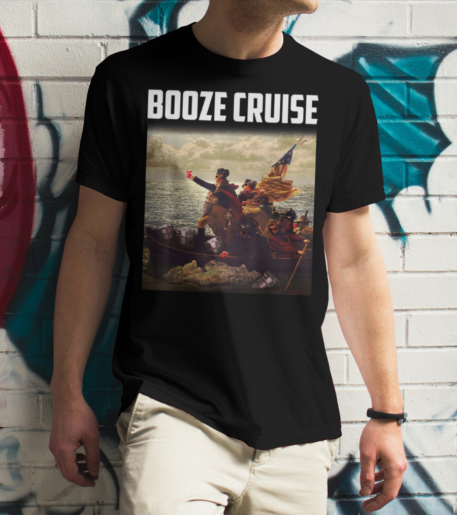 Booze Cruise Red Cups And Revolutionary Boat Party With Shades T-Shirt