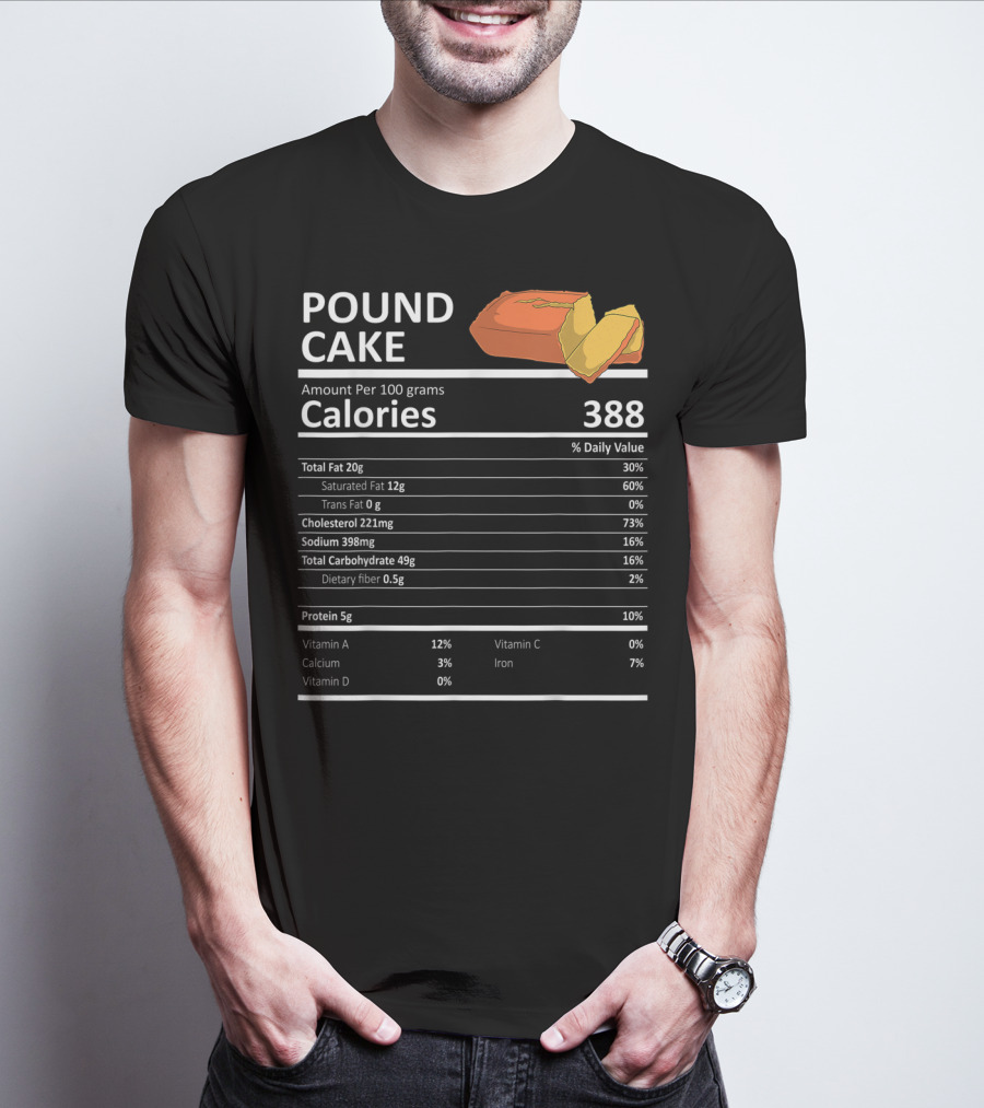 Pound Cake Calories 388 Nutritional Facts Information T-Shirt
