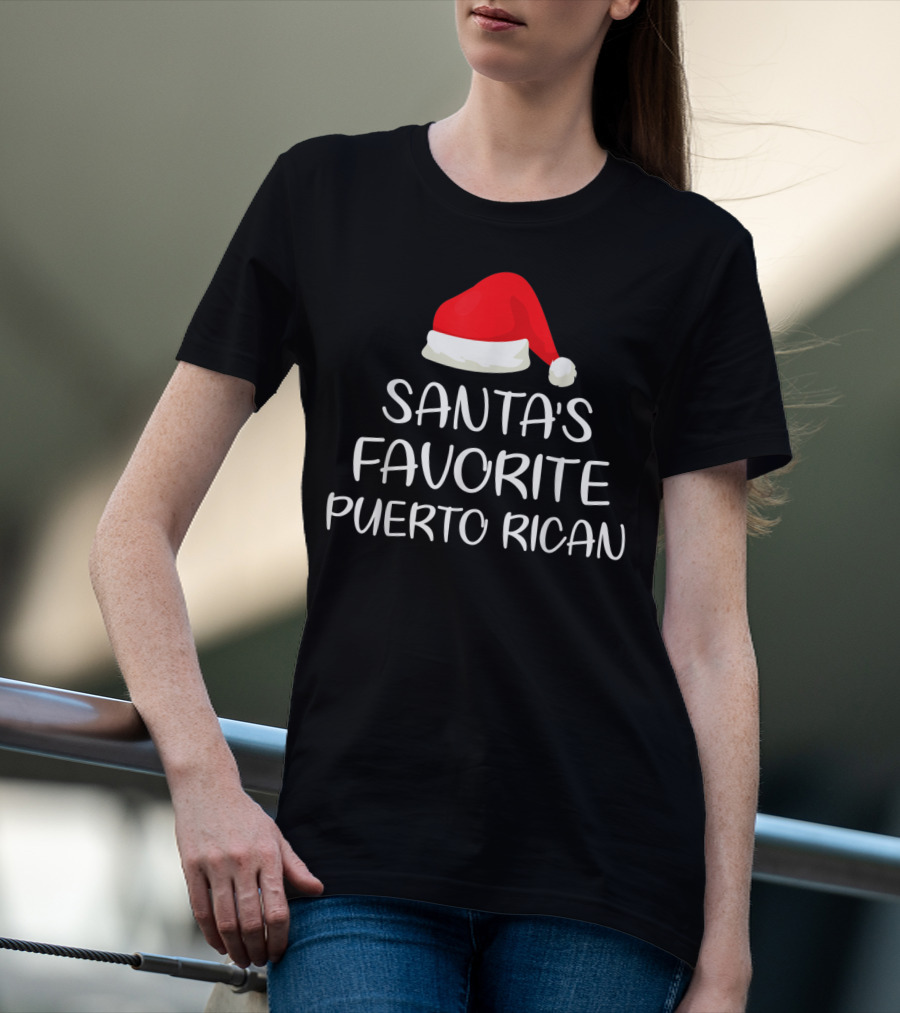 Santa's Favorite Puerto Rican Santa Hat T-Shirt
