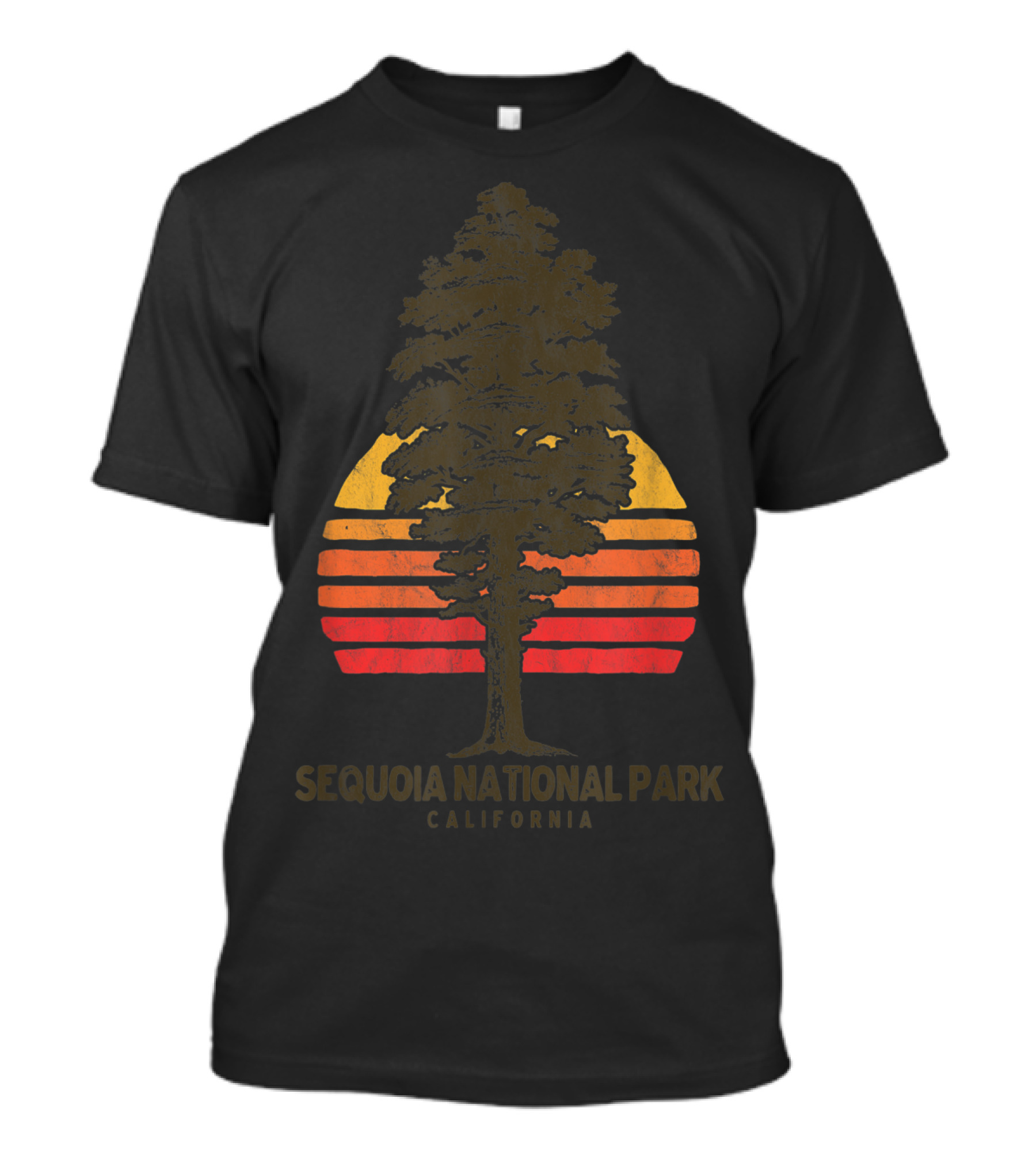 Sequoia National Park California Tree Sunset Retro Vintage Minimalist T-Shirt