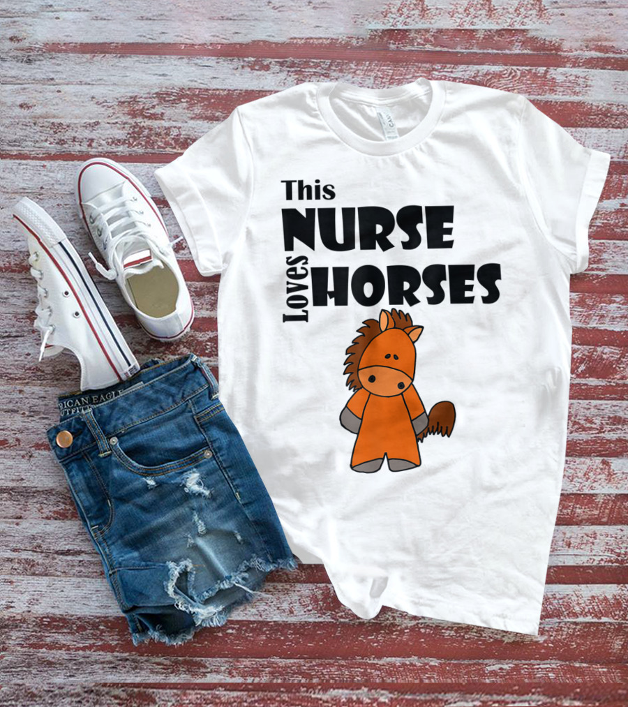 This Nurse Loves Horses Cartoon T-Shirt