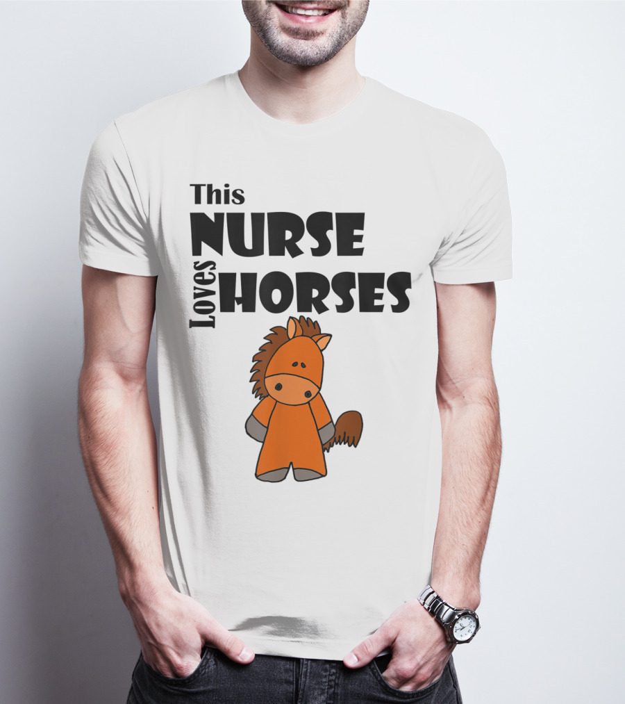 This Nurse Loves Horses Cartoon T-Shirt