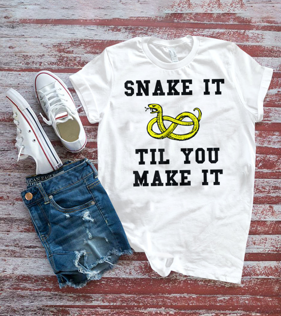 Snake It Til You Make It Funny Snake Pun Yellow Knot Snake T-Shirt