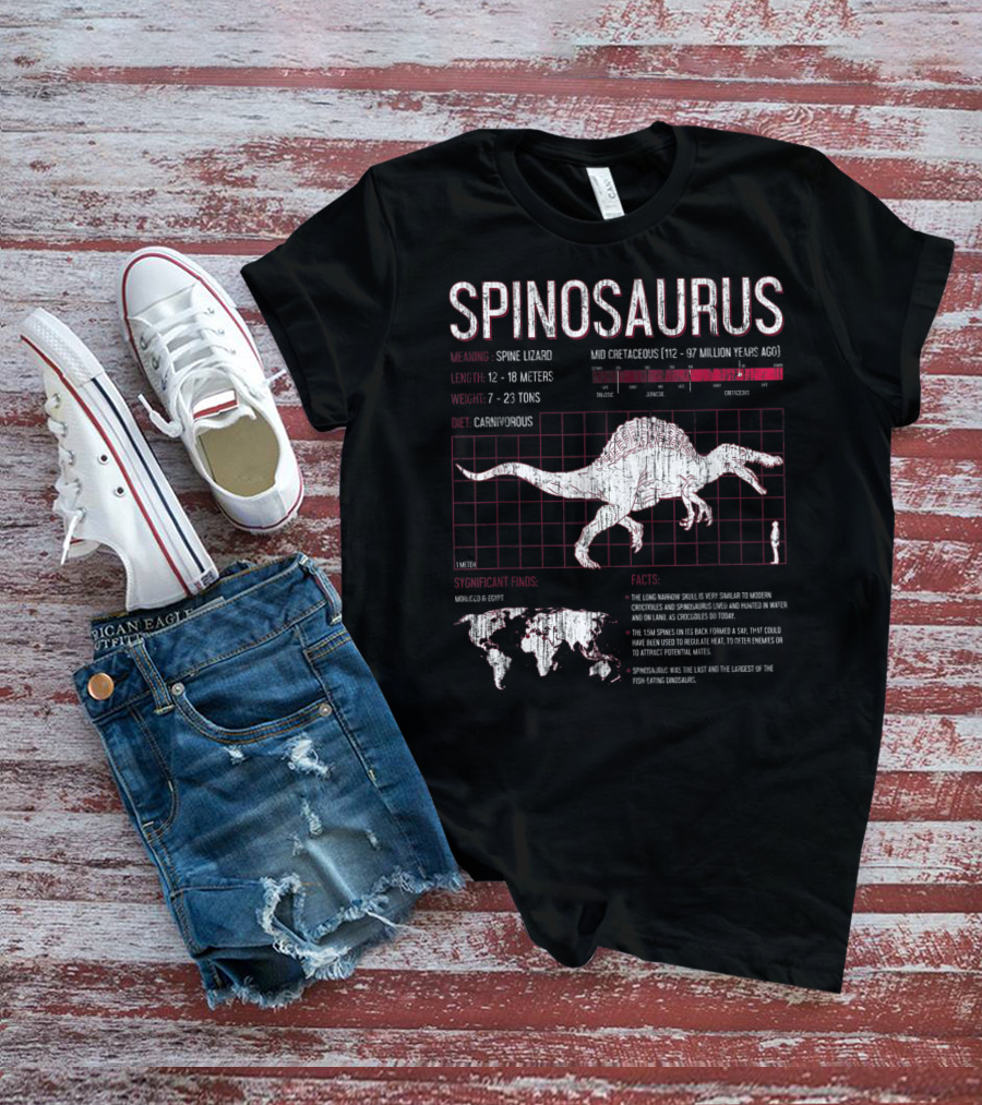 Spinosaurus Dinosaur Meaning Length Weight Diet Facts Mid Cretaceous Period T-Shirt