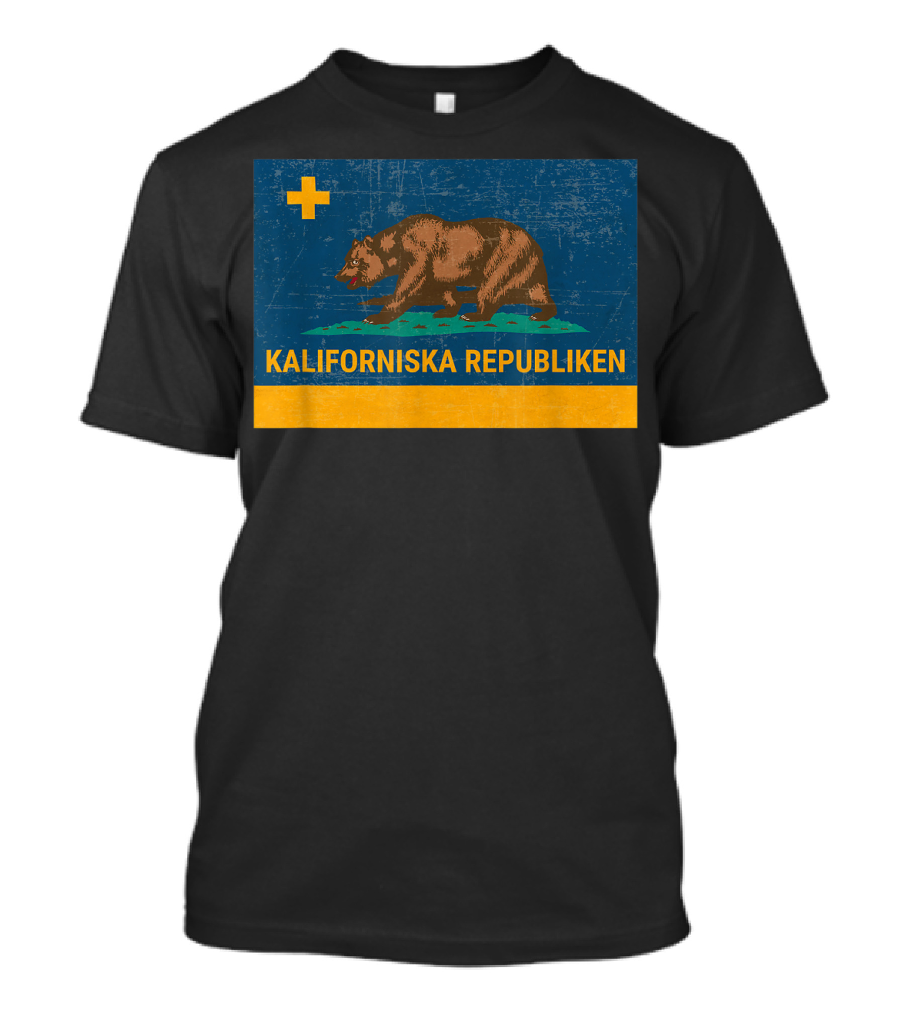 Kaliforniska Republiken Swedish California State Flag Vintage Sweden T-Shirt