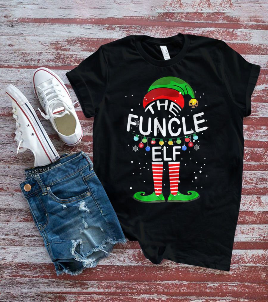 The Funcle Elf Christmas Lights Snowflakes Matching Group T-Shirt
