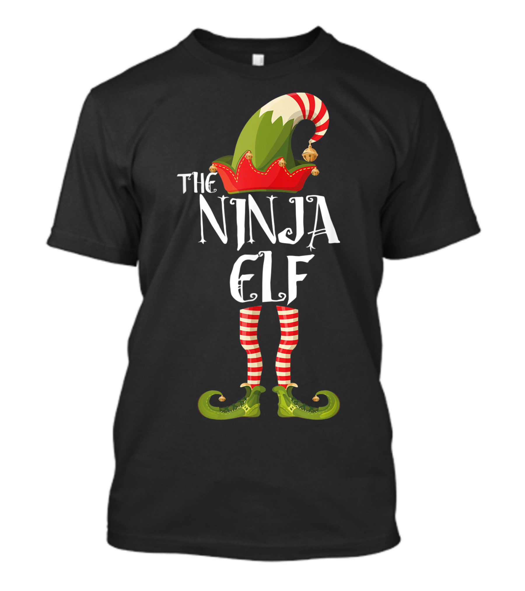 The Ninja Elf Striped Hat And Shoes T-Shirt