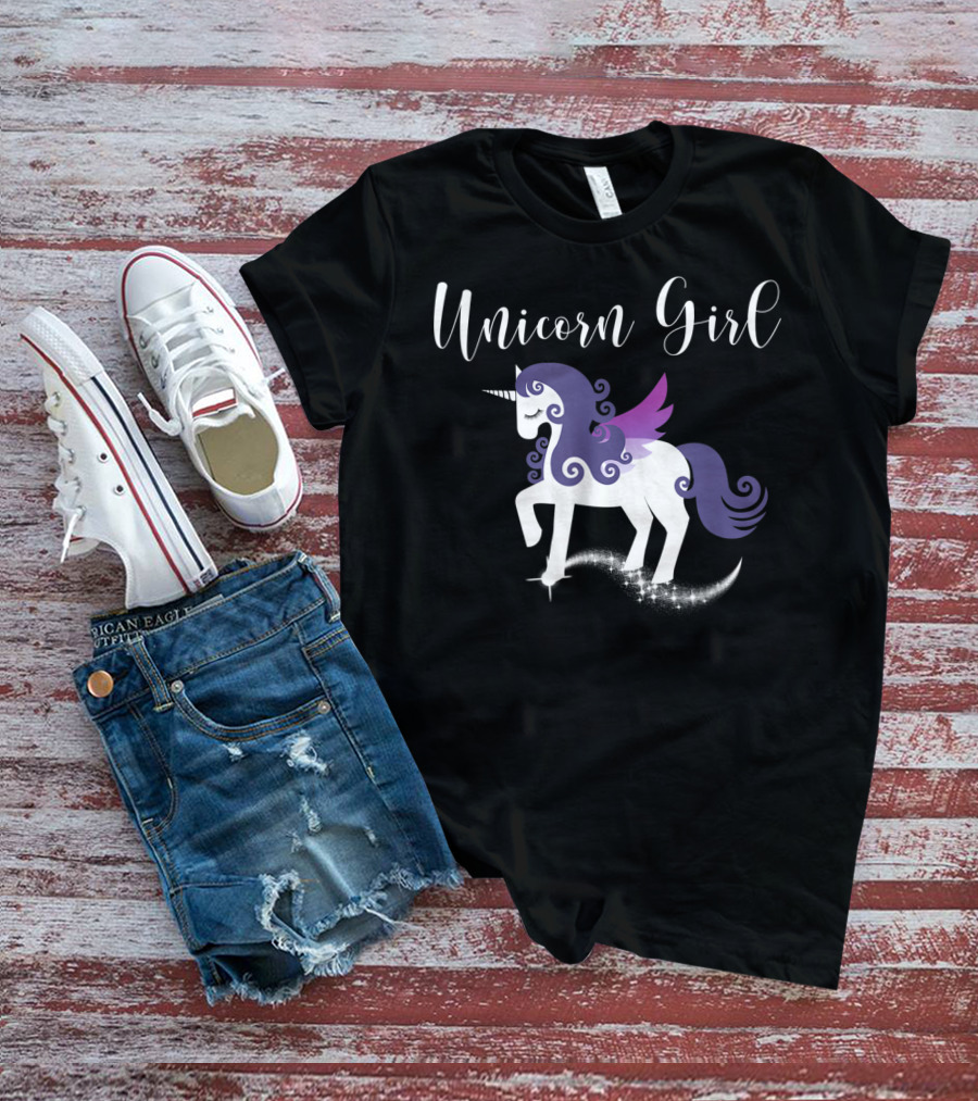 Unicorn Girl Purple Winged Pegasus Fairy Tale T-Shirt