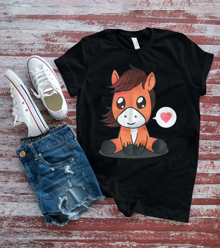 Cute Horse Heart Emoji T-Shirt