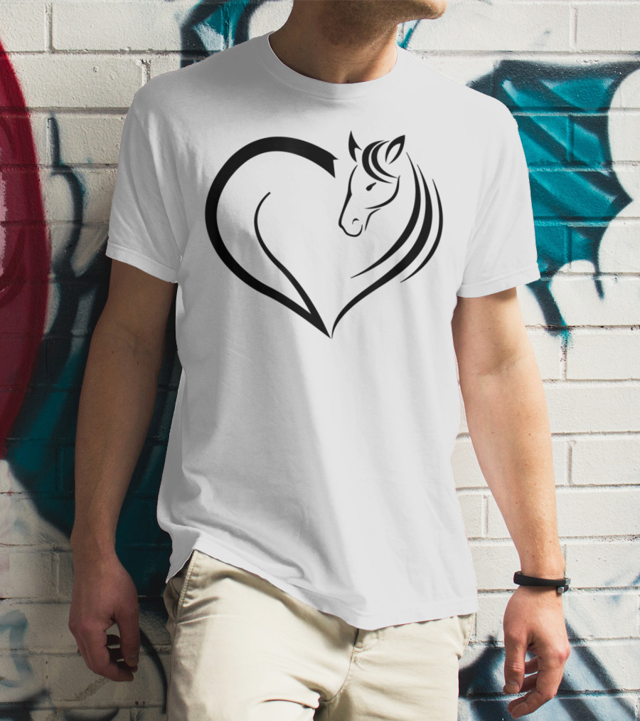 Cute Horse Heart Yellow Pink White T-Shirt