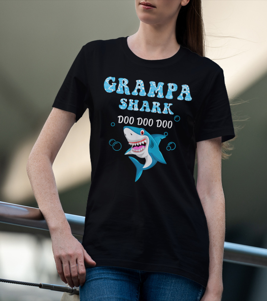 Grampa Shark Doo Doo Doo Playful Cartoon Shark T-Shirt