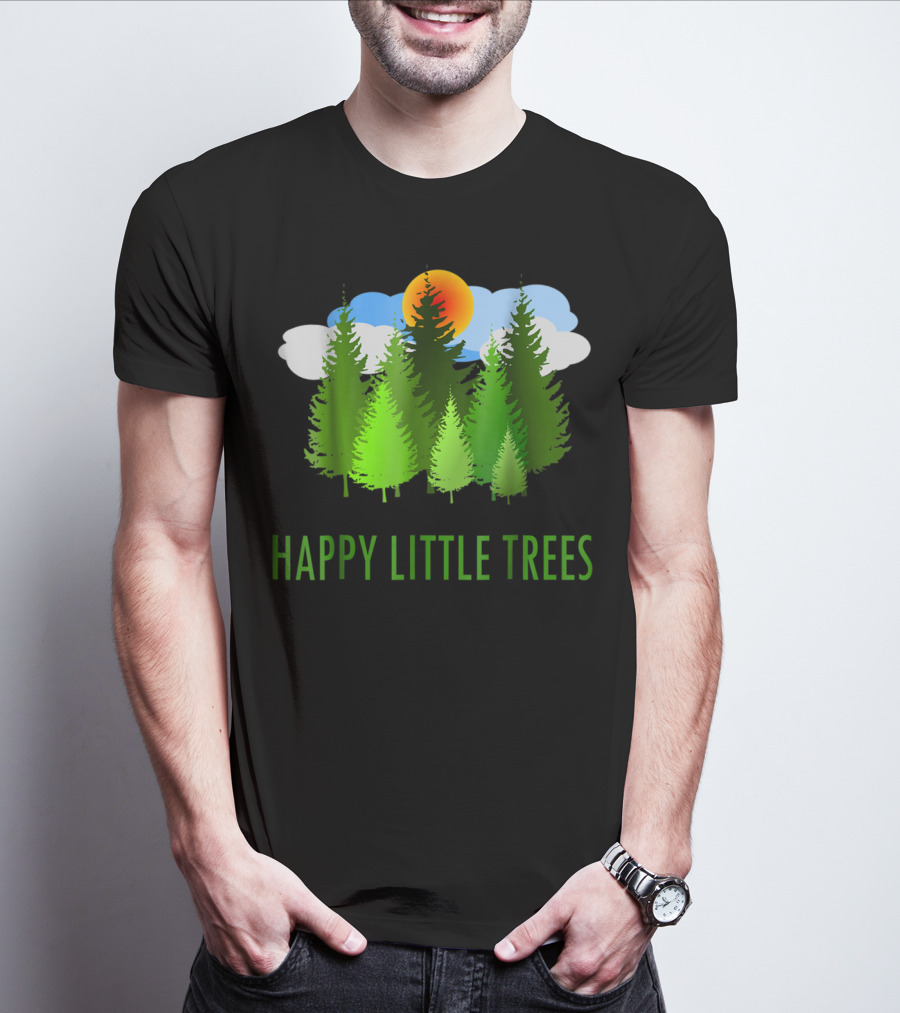 Happy Little Trees Bob Style Forest Sun And Clouds T-Shirt