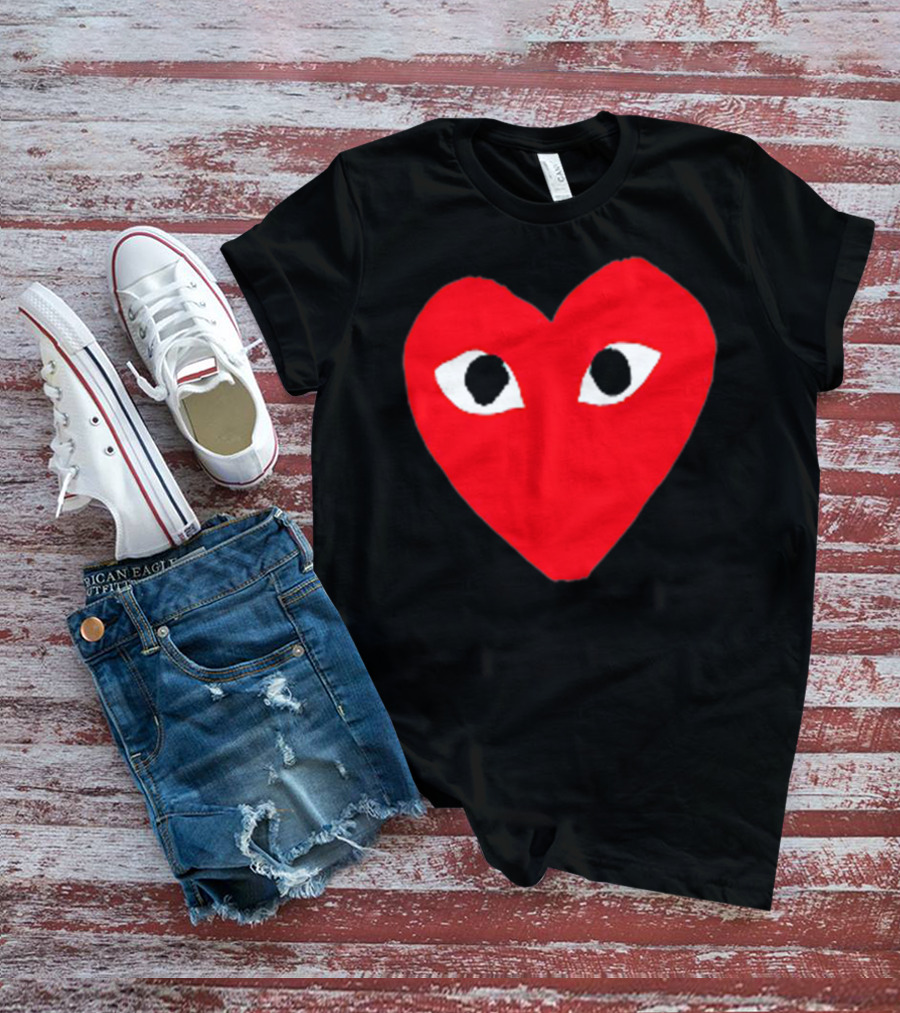 Heart For Comme Lovely In The Des - Comme Des Garçons Inspired Red Heart With Eyes T-Shirt