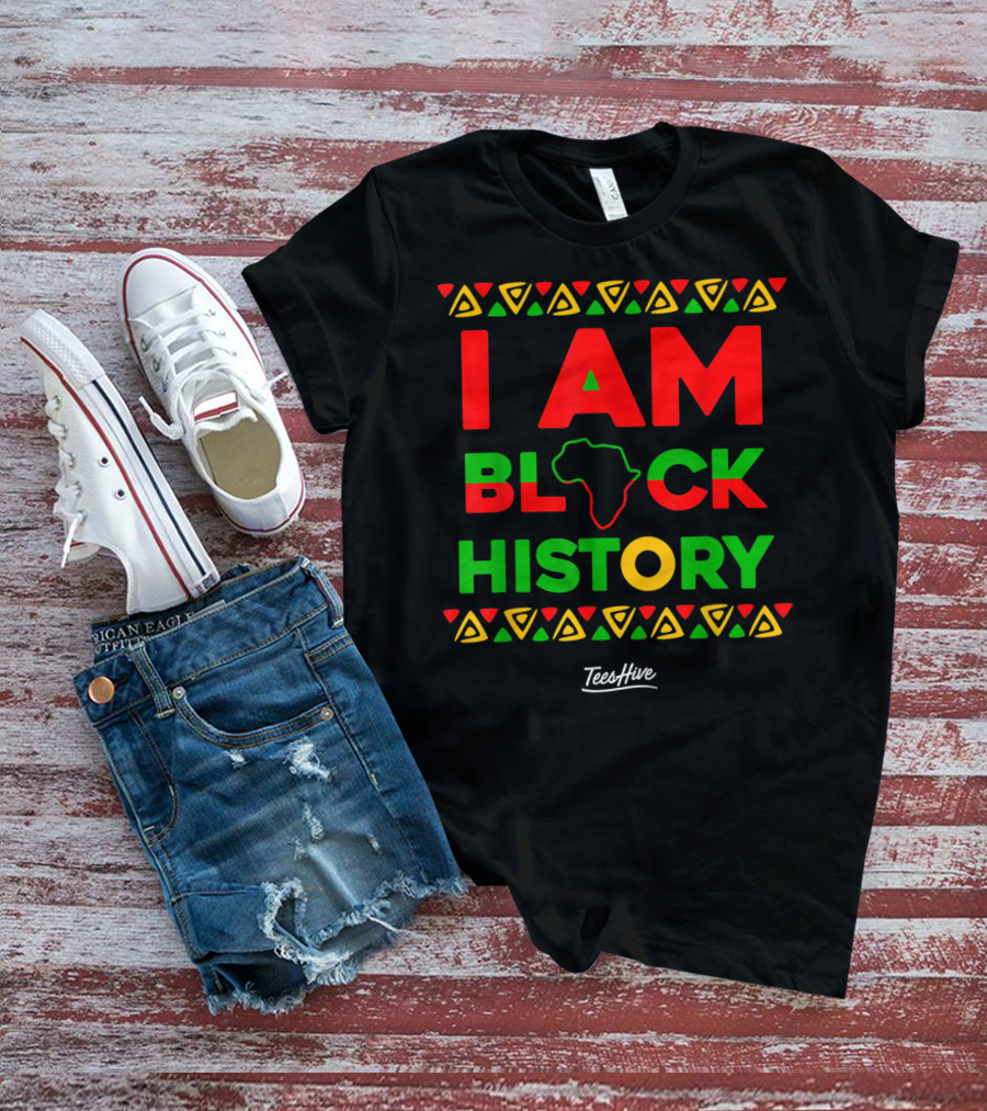I Am Black History African American Black Pride Africa Map TeesHive T-Shirt