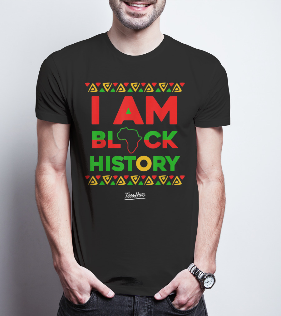 I Am Black History African American Black Pride Africa Map TeesHive T-Shirt