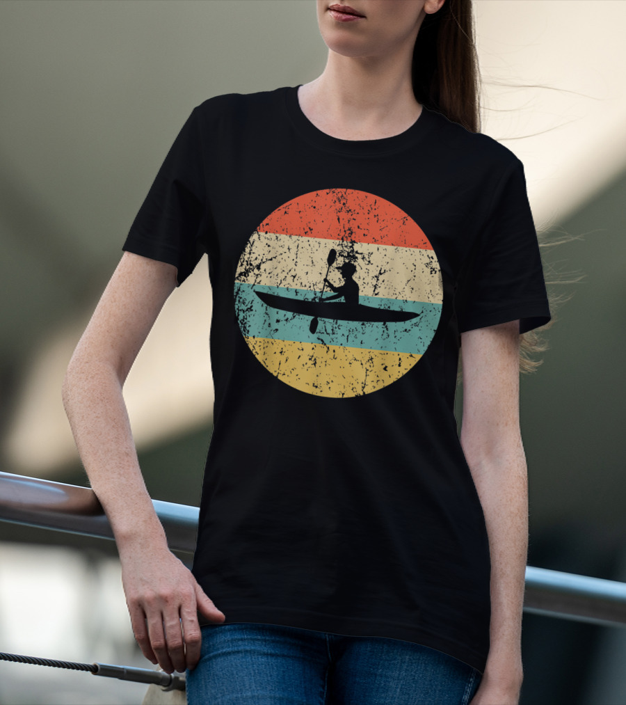 Kayaking Vintage Kayak Retro Silhouette Paddle Adventure T-Shirt