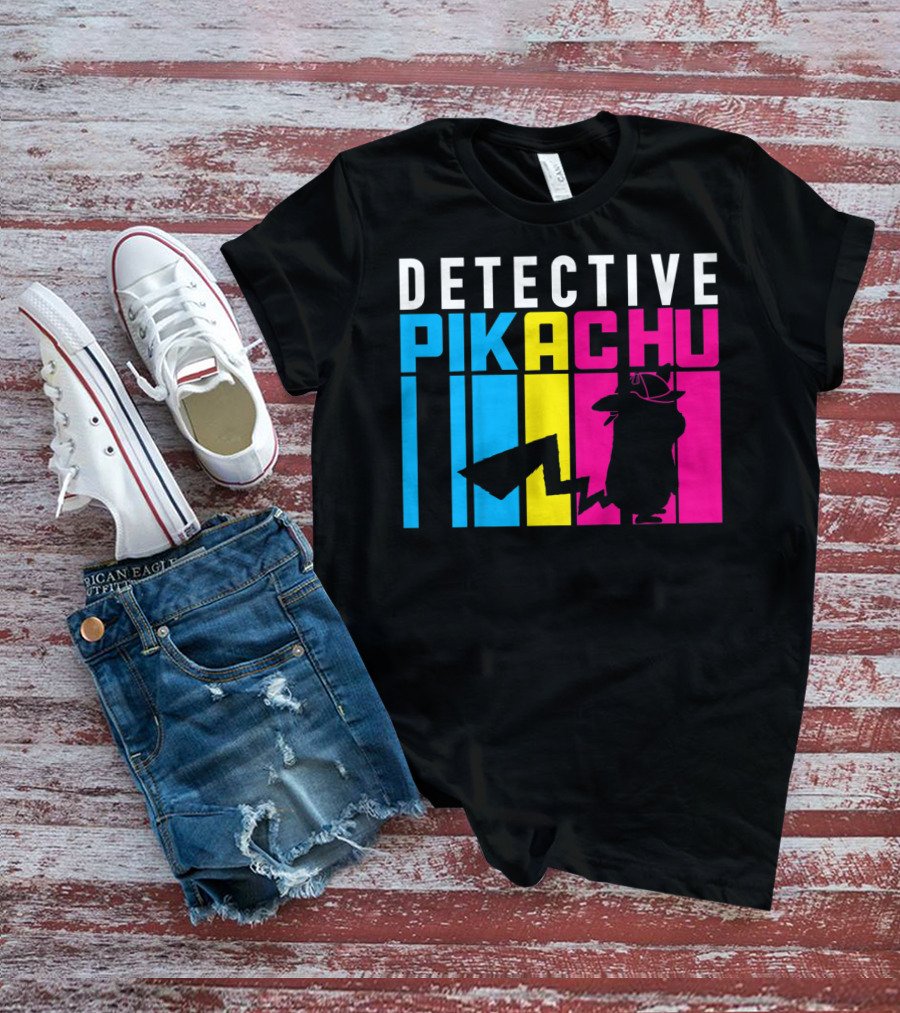 Detective Pikachu Silhouette Color Blocks Kids Pikachu T-Shirt