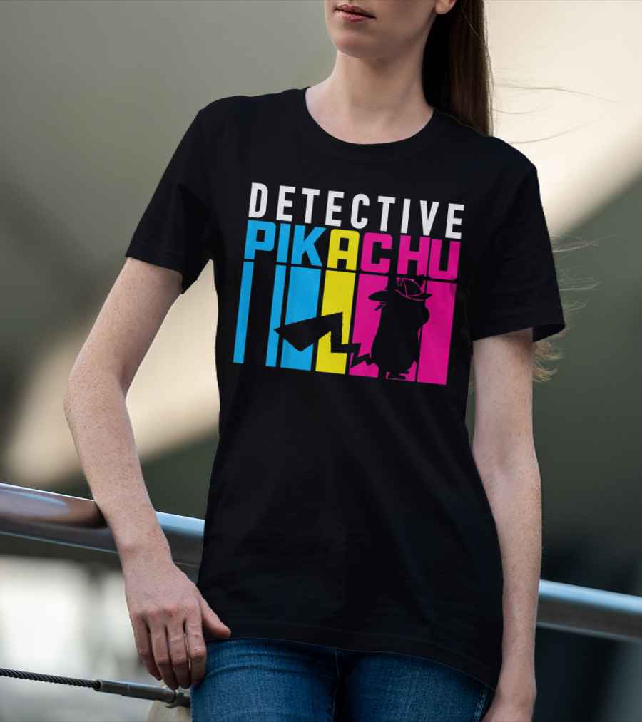 Detective Pikachu Silhouette Color Blocks Kids Pikachu T-Shirt