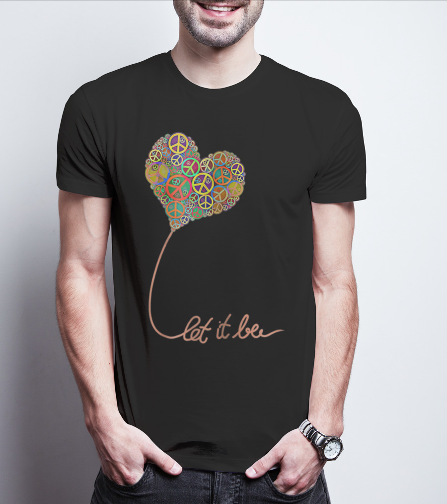 Let It Be Peace Symbol Heart Flowers T-Shirt