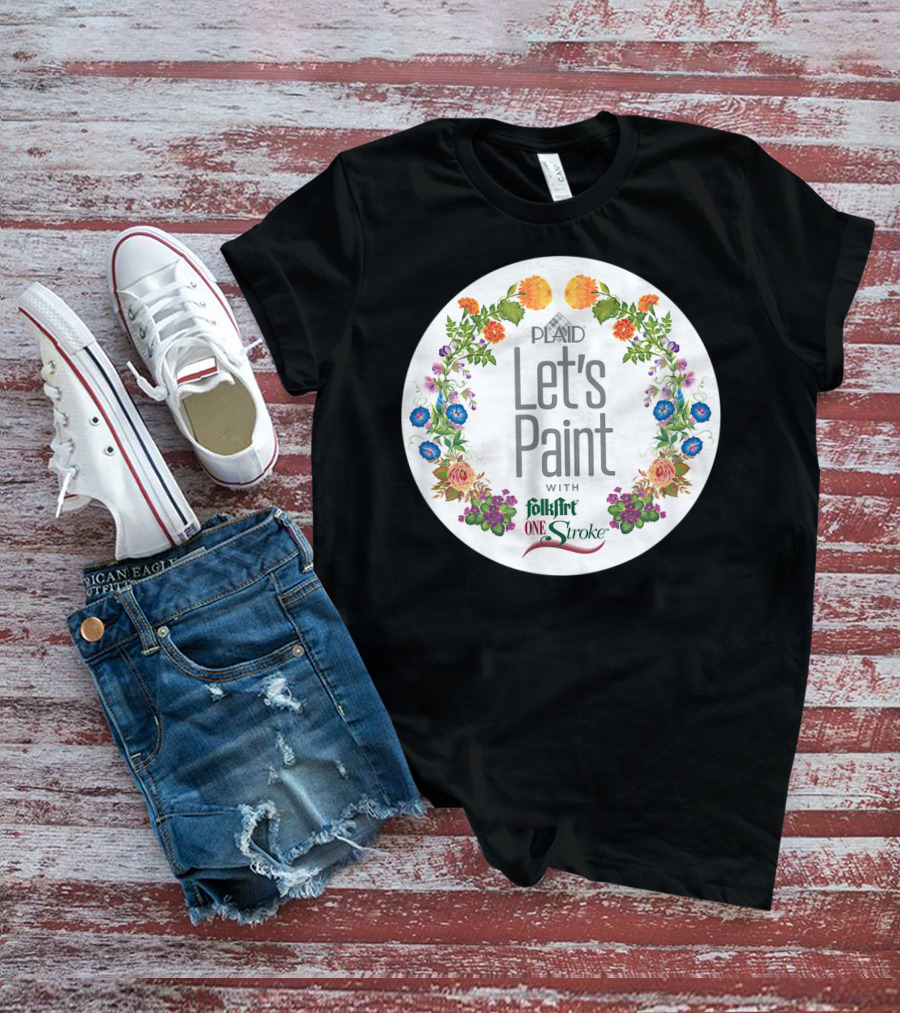 PLAID Let's Paint With FolkArt One Stroke Floral Circle T-Shirt