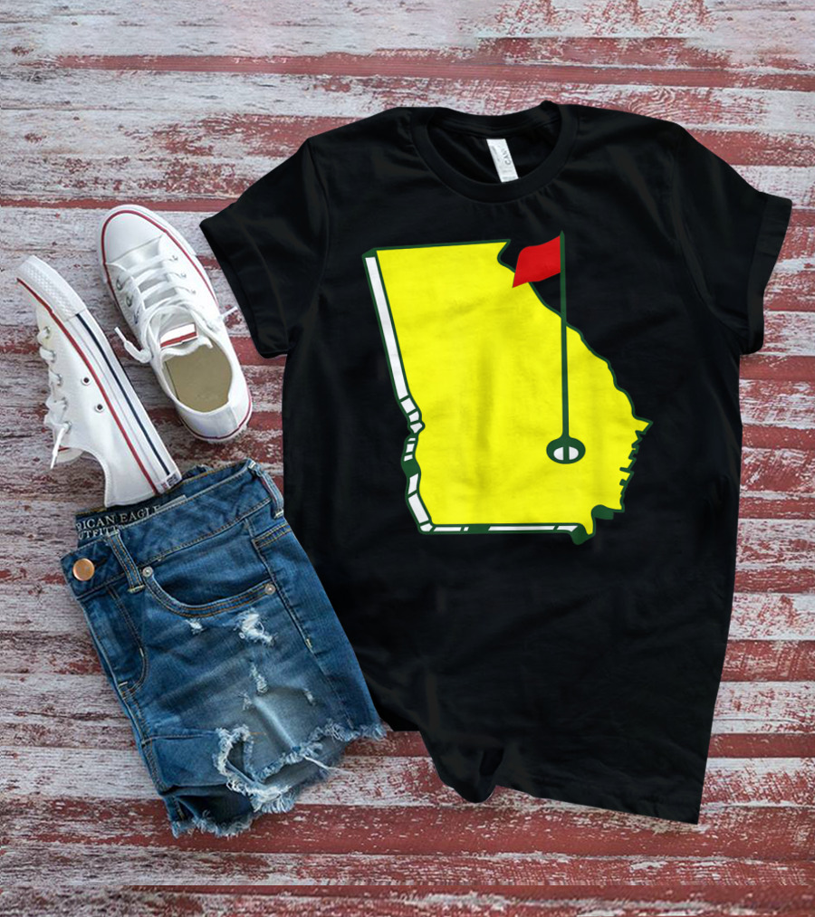 Master Golf Georgia State Map Red Flag T-Shirt