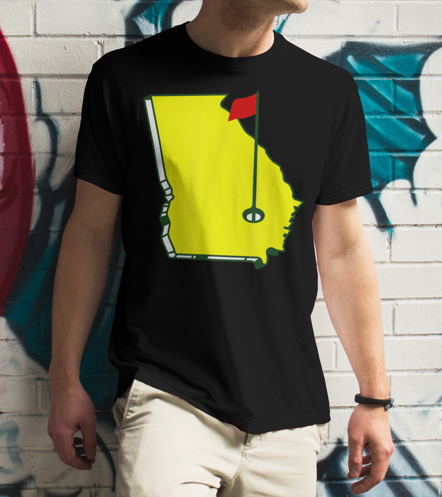 Master Golf Georgia State Map Red Flag T-Shirt