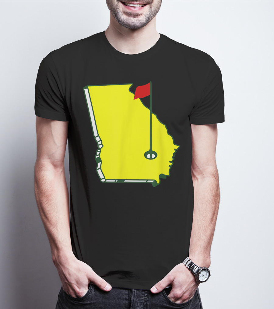 Master Golf Georgia State Map Red Flag T-Shirt