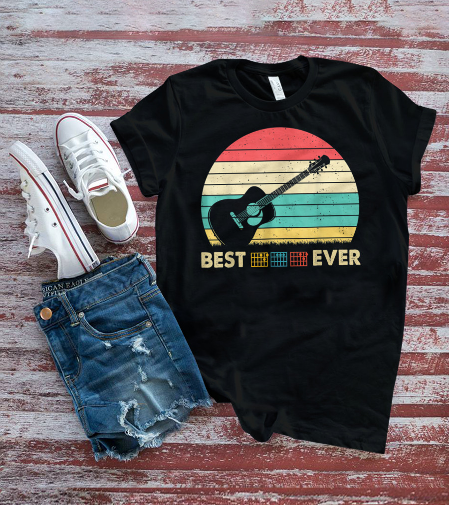 Mens Best Guitar Dad Ever Music Vintage T-Shirt