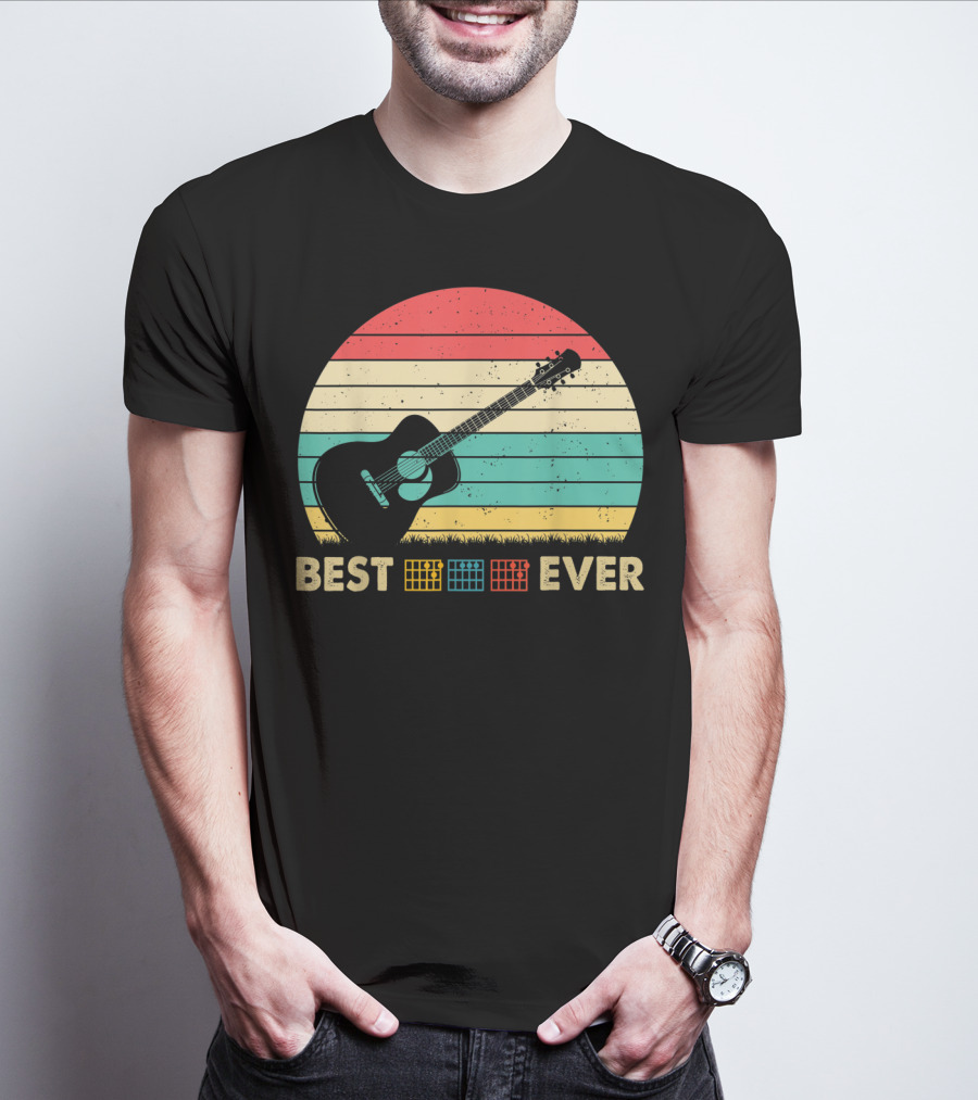Mens Best Guitar Dad Ever Music Vintage T-Shirt