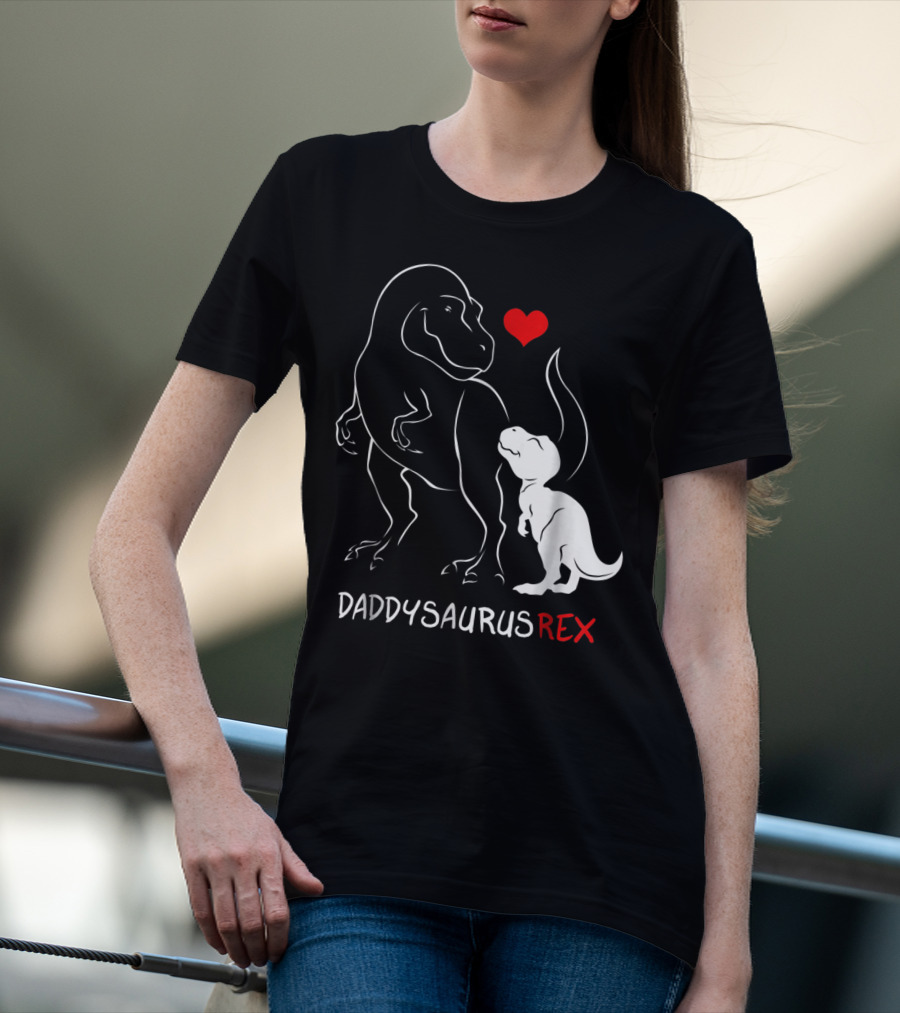 Daddysaurus Rex Dinosaur Heart Mens Daddy Saurus T-Shirt