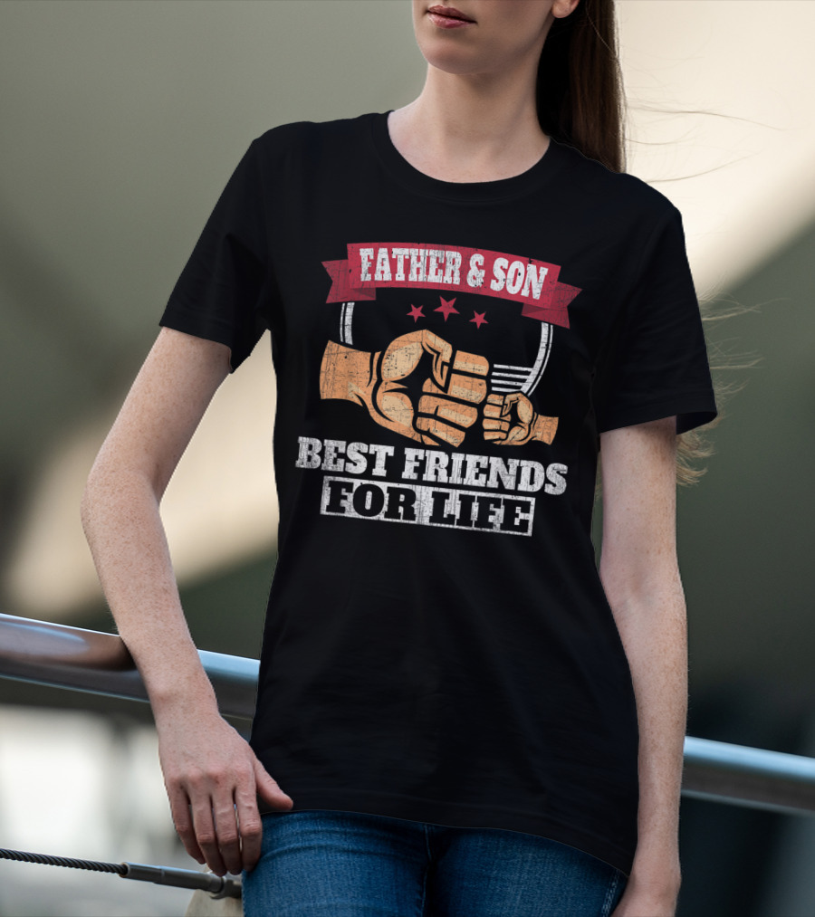 Father And Son Best Friends For Life Fist Bump Trio Stars T-Shirt