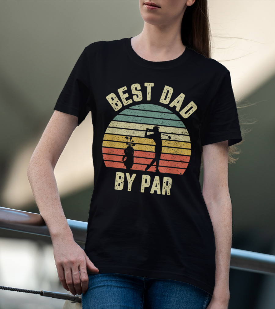 Vintage Mens Best Dad By Par Father's Day Golf Retro Sun T-Shirt
