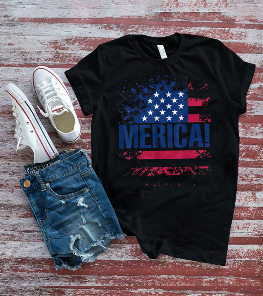 Merica USA Vintage Flag Stars And Stripes Merica T-Shirt