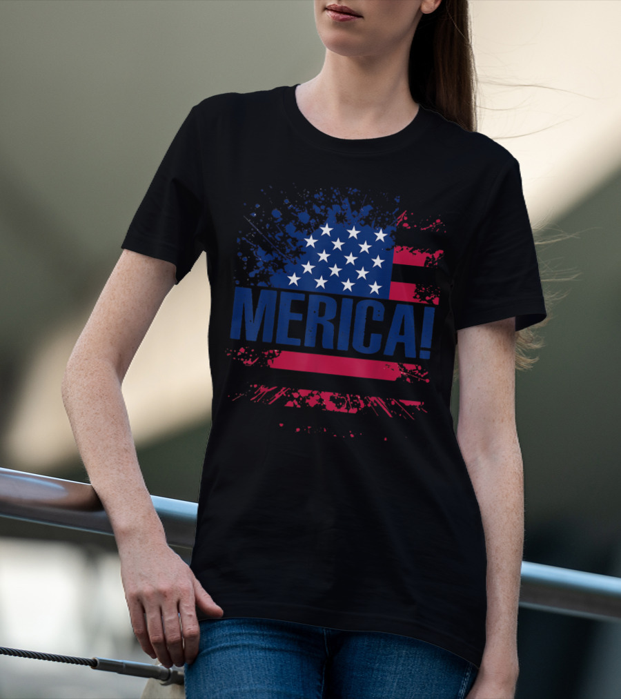 Merica USA Vintage Flag Stars And Stripes Merica T-Shirt