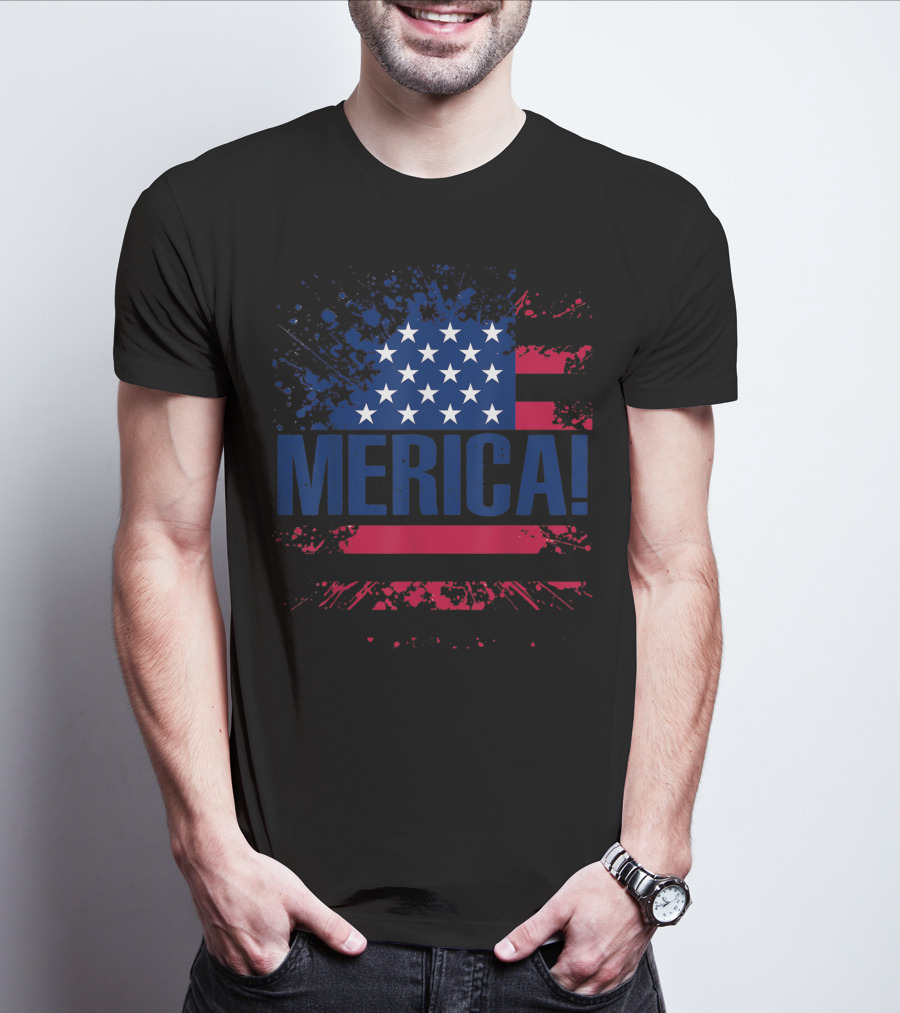 Merica USA Vintage Flag Stars And Stripes Merica T-Shirt