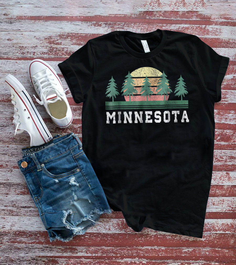 Minnesota Retro Sunset Trees T-Shirt