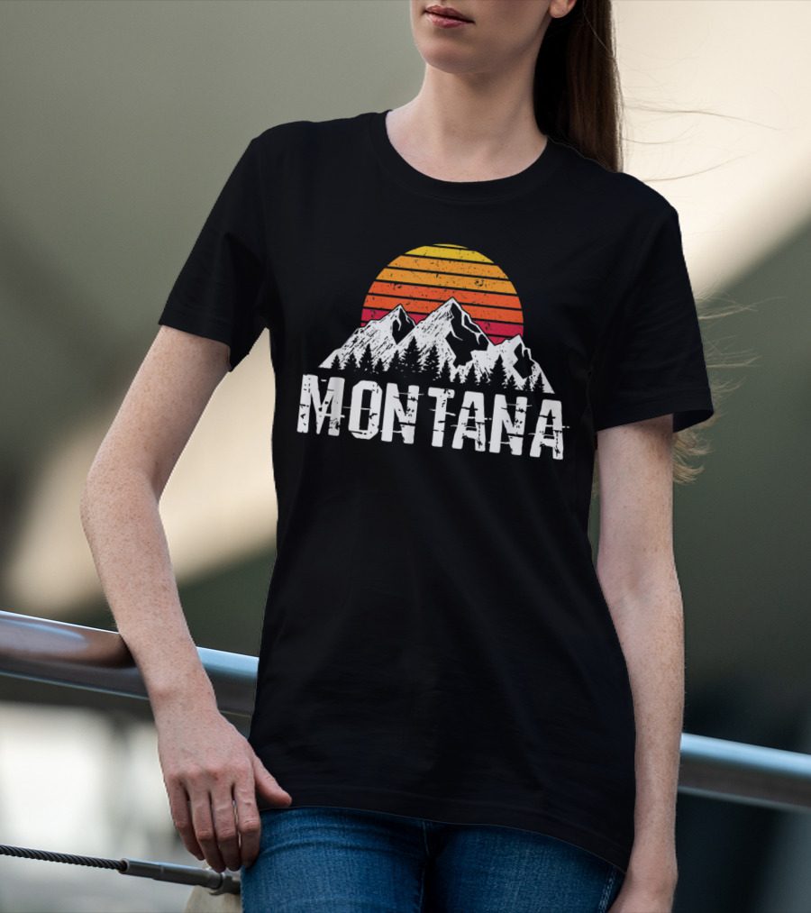 Montana Vintage Mountain Sun Retro Sunset Timberline T-Shirt