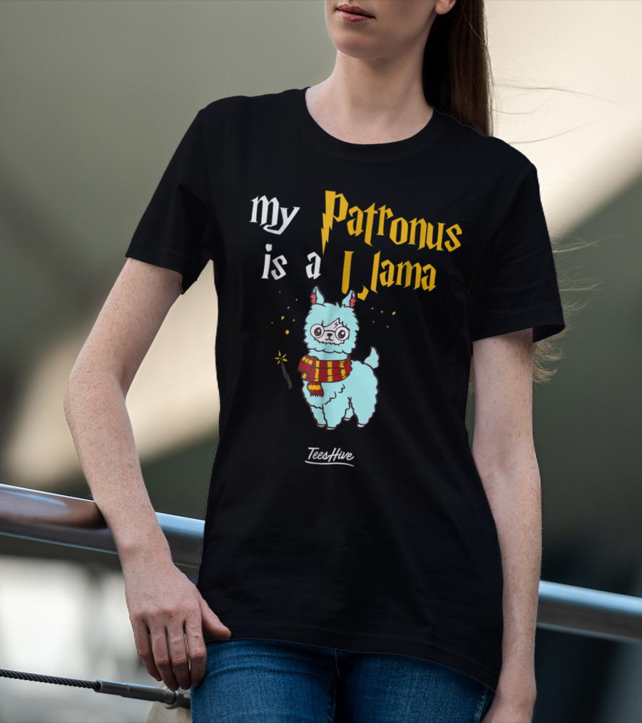 My Patronus Is A Llama Funny Llama Lover Magic Wand Scarf TeesHive T-Shirt