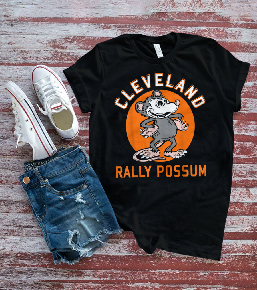 Cleveland Rally Possum Baseball Team Spirit Orange Background T-Shirt
