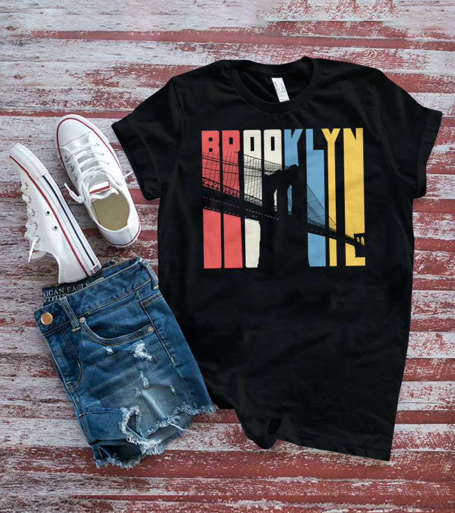 Brooklyn Bridge New York City Red Blue Yellow T-Shirt