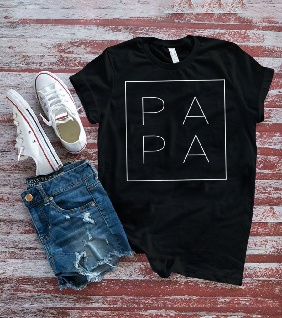 Papa Square Block Text T-Shirt