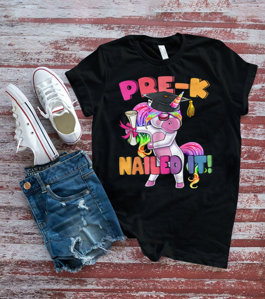 Pre-K Nailed It Flossing Rainbow Unicorn Graduation T-Shirt