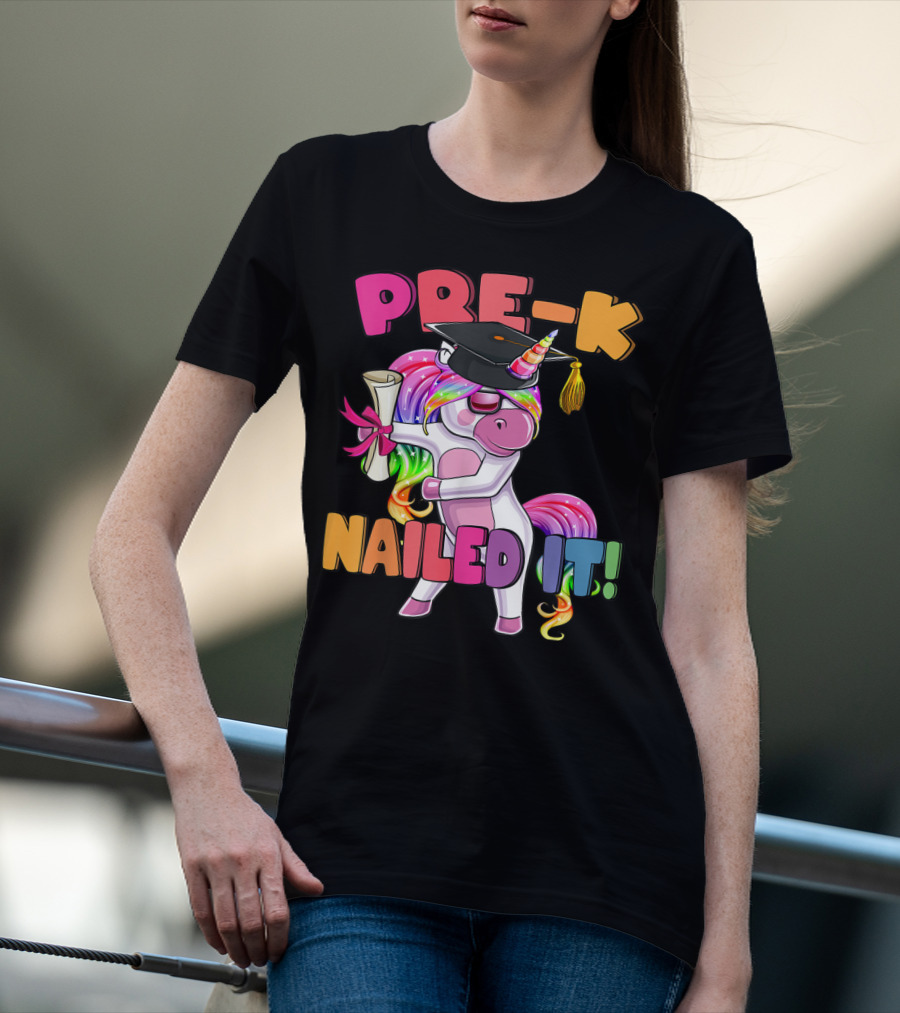 Pre-K Nailed It Flossing Rainbow Unicorn Graduation T-Shirt