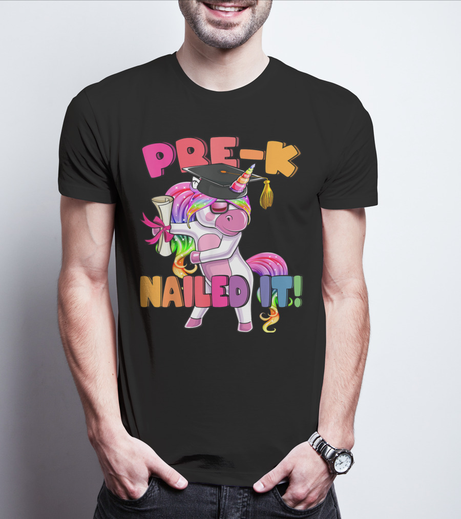 Pre-K Nailed It Flossing Rainbow Unicorn Graduation T-Shirt