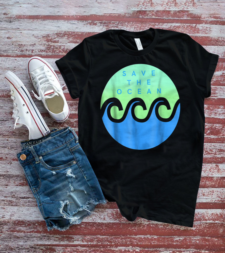 Save The Ocean Stop The Pollution Of Our Seas Waves Circle T-Shirt