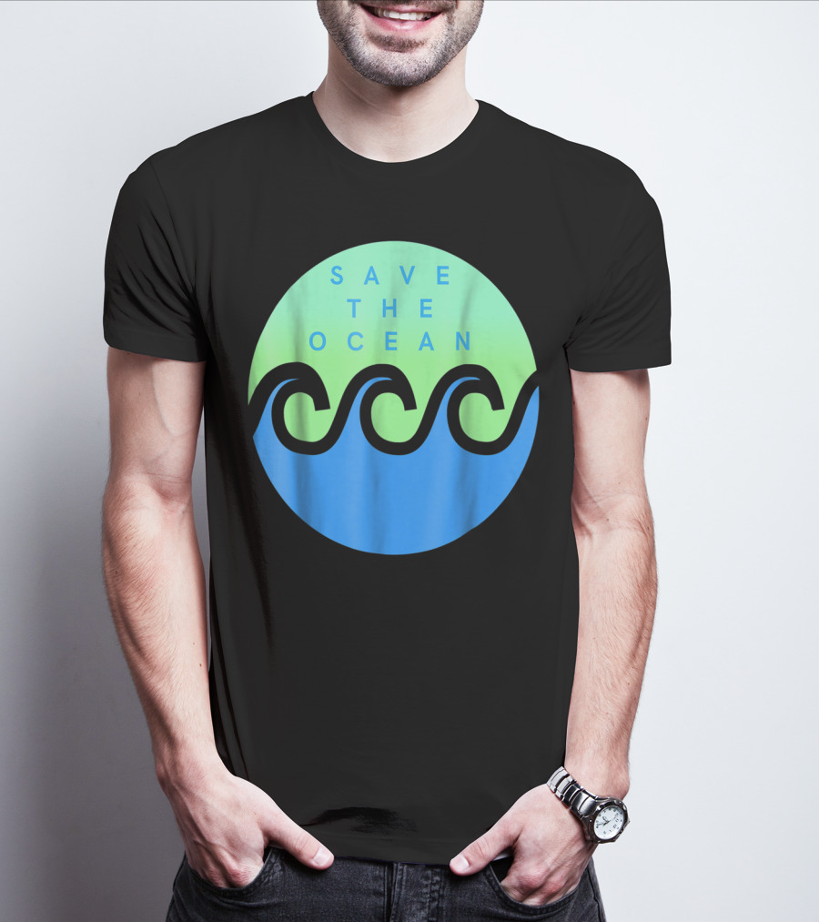 Save The Ocean Stop The Pollution Of Our Seas Waves Circle T-Shirt