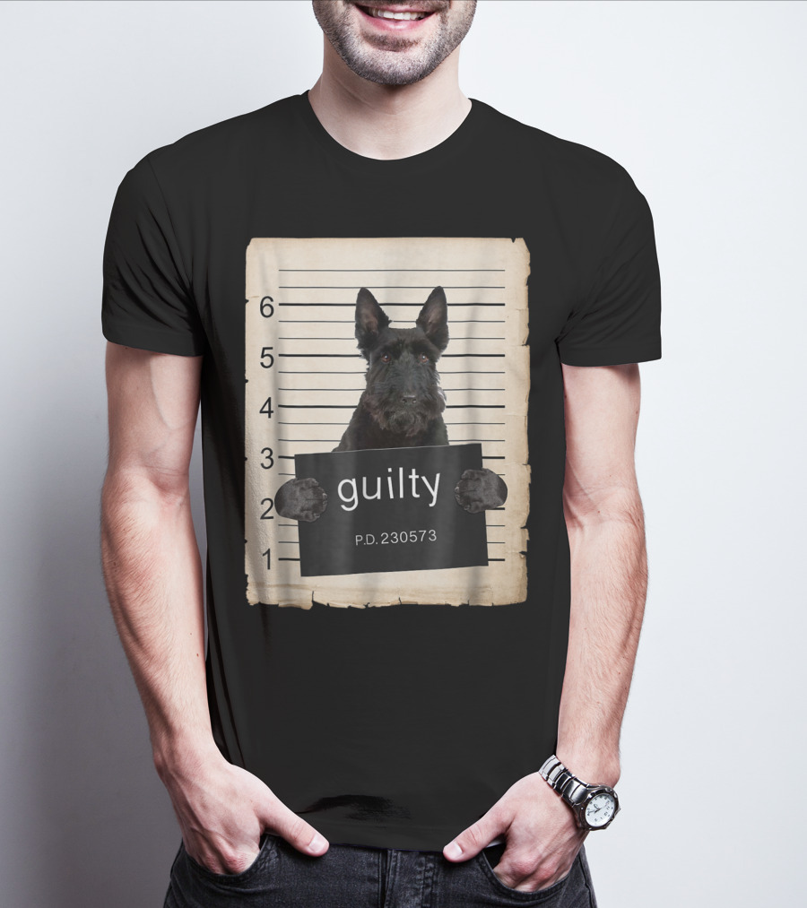 Scottish Terrier Mugshot Guilty Dog P.D. 230573 T-Shirt